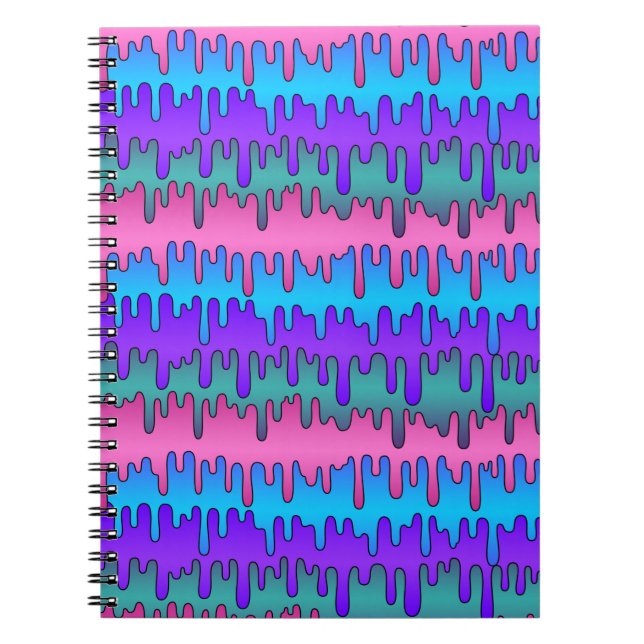 Pastel Goth Emo Scene Drippy Mönster Anteckningsbok (Framsidan)