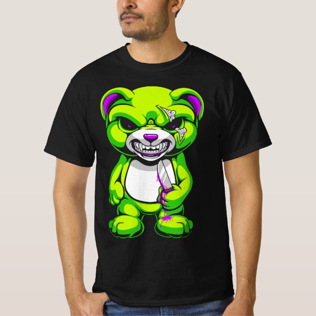 Pastel Goth Evil Teddy Bear  T Shirt (Framsida)