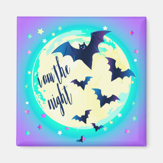 Pastel Goth Fladdermus Art - "Jag är nattcitat" Magnet