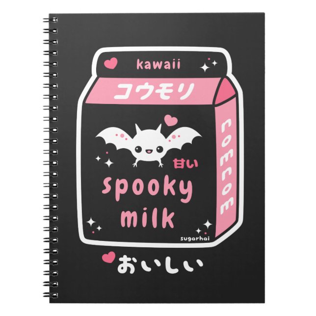 Pastel Goth Fladdermus Mjölk Anteckningsbok (Framsidan)