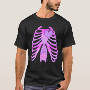 Pastel Goth Fladdermus Skeleton Ribcage Witchy Aes T Shirt