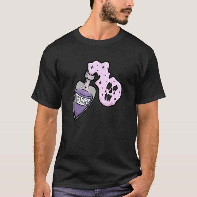 Pastel Goth Flaska of Boy's Tårar Spilling Pastel T Shirt (Framsida)