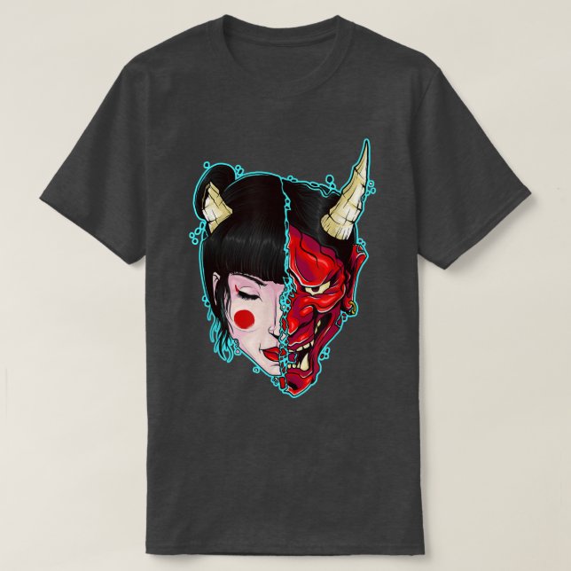 Pastel Goth Geisha Hannya Mask Shapeshifter T Shirt (Design framsida)
