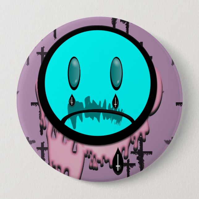 Pastel Goth Gråtande Emoji Pin Knapp (Framsida)