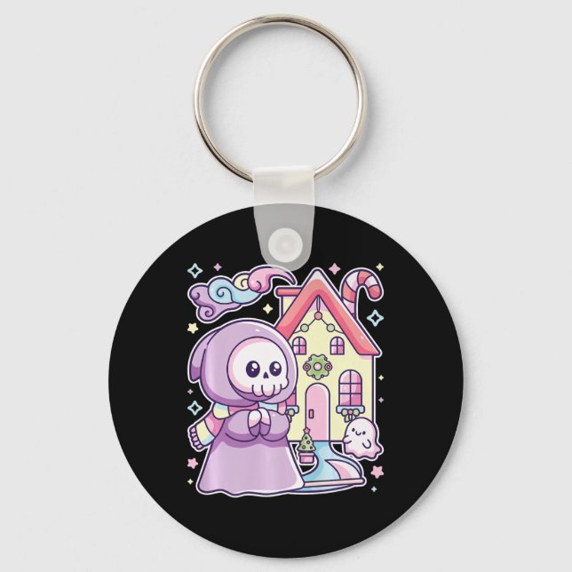 Pastel Goth Grim Reaper Julafton Halloween Easy Co Nyckelring (Framsida)