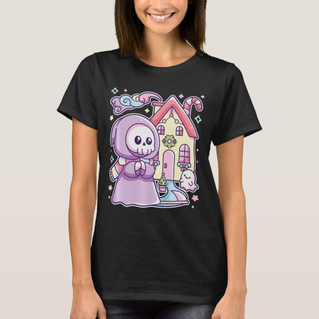 Pastel Goth Grim Reaper Julafton Halloween Easy Co T Shirt (Framsida)