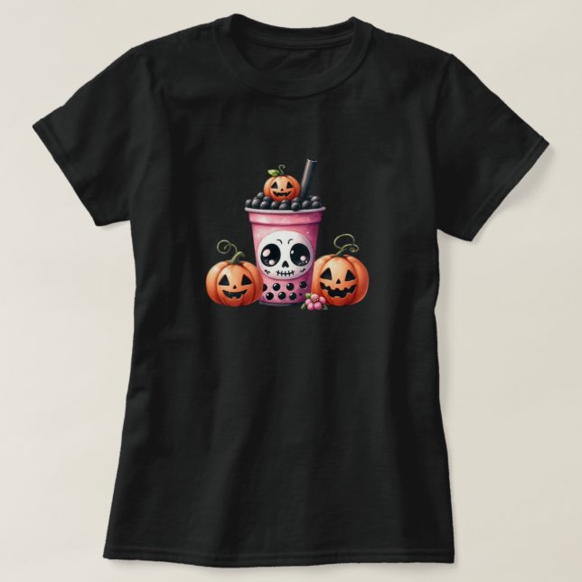 Pastel Goth Halloween Boba och Pumpkins Tee (Design framsida)