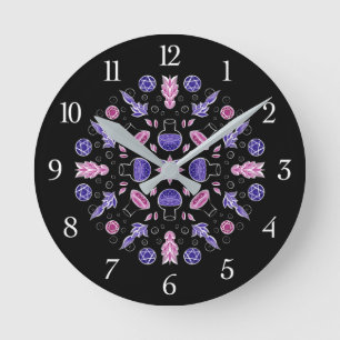 Pastel goth häxpotion pentagram rosa lila rund klocka