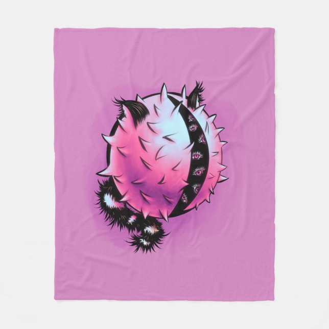 Pastel Goth Horror Creature Lila Halloween Fleecefilt (Framsidan)