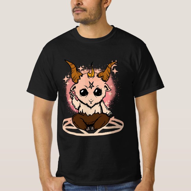 Pastel Goth Kawaii Clothing Baby Baphomet Satanic  T Shirt (Framsida)