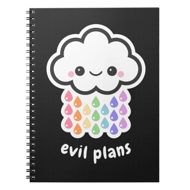 Pastel Goth Kawaii Cloud Evil Plans Anteckningsbok (Framsidan)