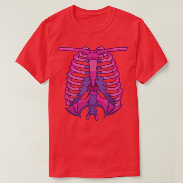 Pastel Goth Kawaii Fladdermus Ribcage Skeleton Got T Shirt (Design framsida)
