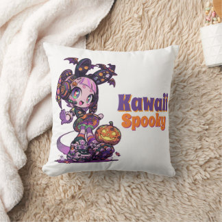 Pastel Goth Kawaii Spooky Anime Girl Halloween  Kudde