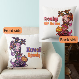 Pastel Goth Kawaii Spooky Anime Girl Halloween Kudde