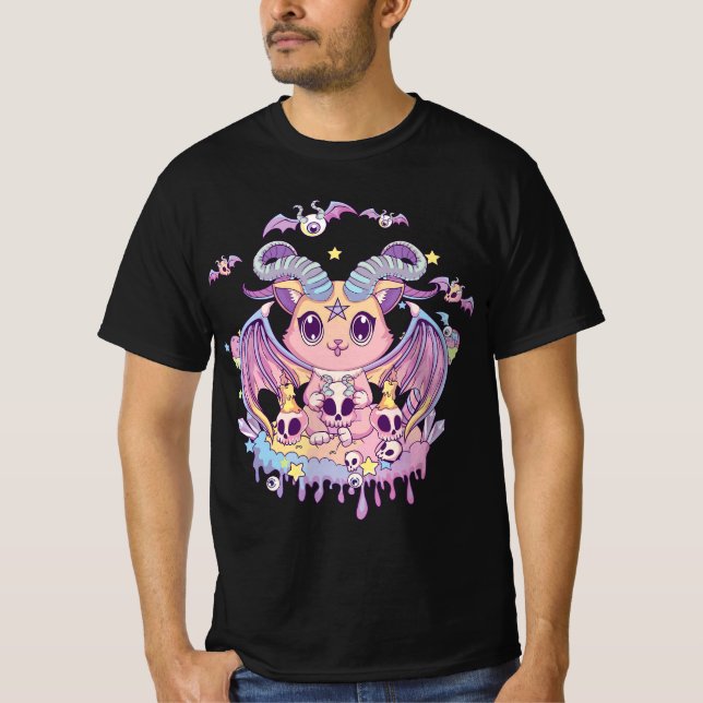 Pastel Goth Krampus Cat Cute Creepy Devil Cat and  T Shirt (Framsida)