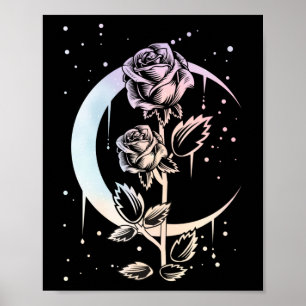 Pastel Goth Måne Flower Witchy Poster