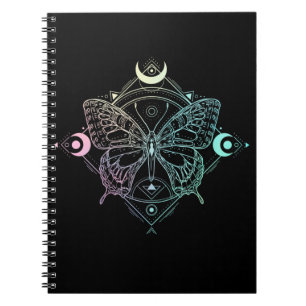 Pastel Goth Måne Gothic Wicca Crescent Butterfly Anteckningsbok