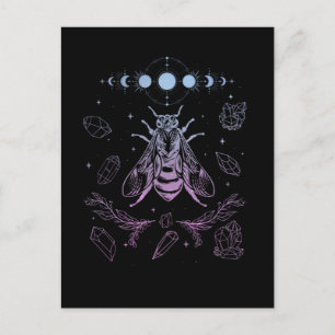 Pastel Goth Måne Insekt Gothic Wicca Crescent Bee Vykort