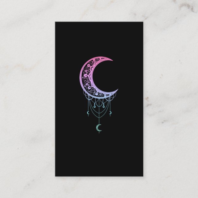 Pastel Goth Måne Kawaii Aesthetic Crescent Visitkort (Framsida)