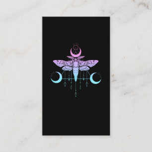 Pastel Goth Måne Kawaii Aesthetic Moth Visitkort