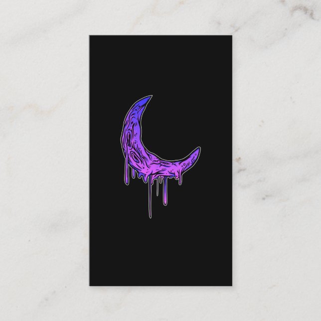 Pastel Goth Måne Kawaii Creepy Crescent Visitkort (Framsida)