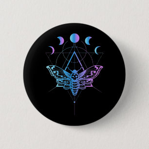 Pastel Goth Måne Moth Crescent Geometry Knapp