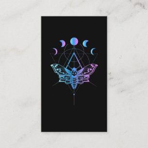 Pastel Goth Måne Moth Crescent Geometry Visitkort