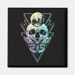 Pastel Goth Måne Skull Gothic Wicca Crescent Moth Magnet