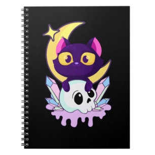 Pastel Goth Måne Wiccan Animal Cat Skull Anteckningsbok