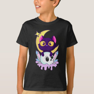 Pastel Goth Måne Wiccan Animal Cat Skull T Shirt