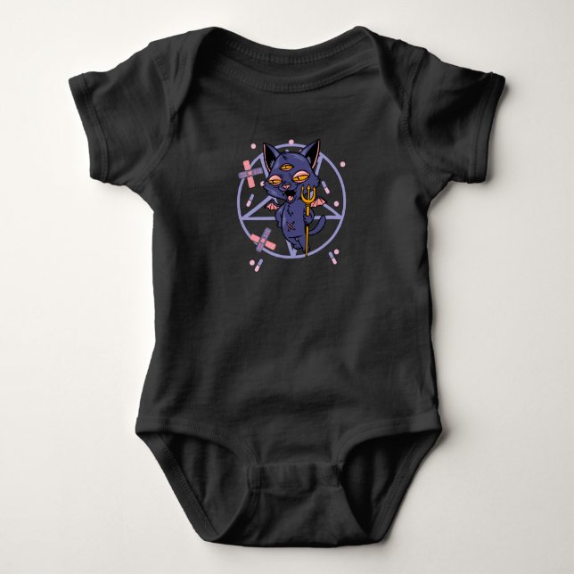 Pastel Goth Måne Wiccan Animal Cat T Shirt (Framsida)