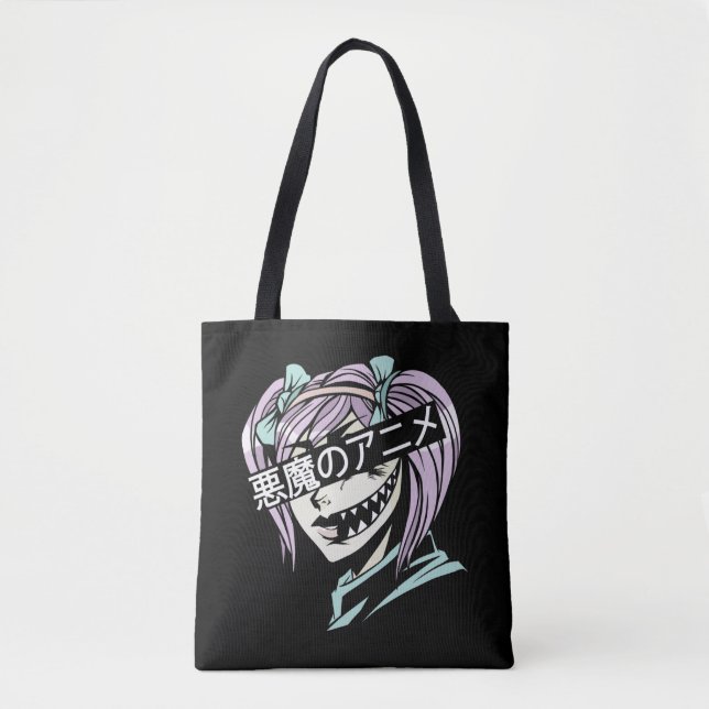 Pastel Goth Manga Aesthetic Girl Creepy Anime Tygkasse (Framsida)