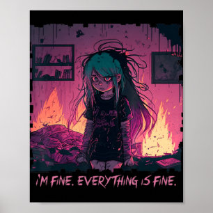 Pastel Goth Menhera Jag är Bra Ledsen Anime Girl C Poster