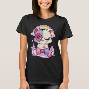 Pastel Goth Menhera Ledsen Creepy Voodoo Doll Cat T Shirt