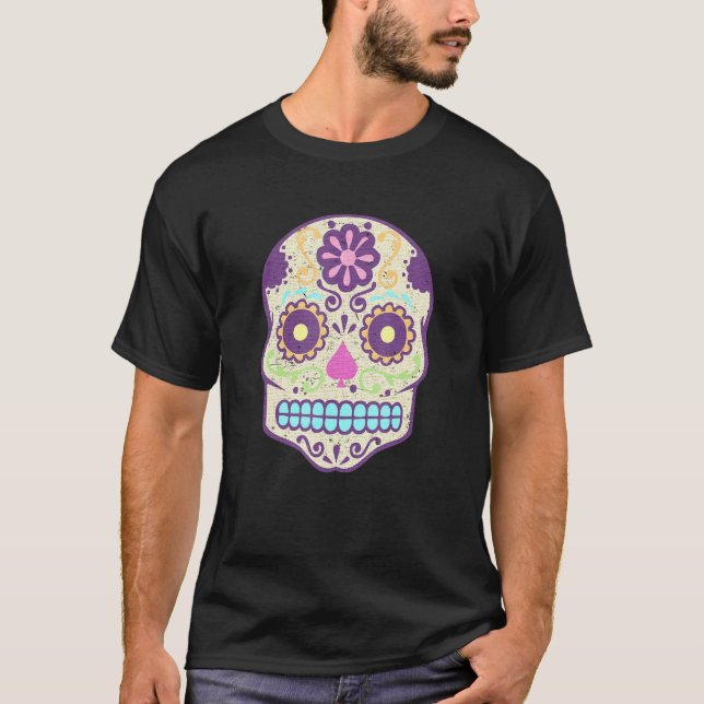 Pastel Goth Mexican Day of the dead Calavera Sugar T Shirt (Framsida)