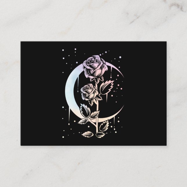 Pastel Goth Moon Flower Witchy Visitkort (Framsida)