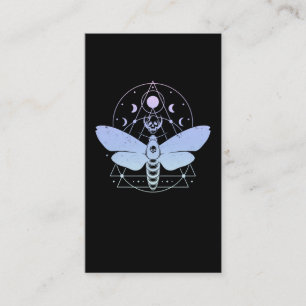 Pastel Goth Moth Måne Wiccan Crescent Skull Visitkort