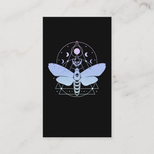 Pastel Goth Moth Måne Wiccan Crescent Skull Visitkort (Framsida)