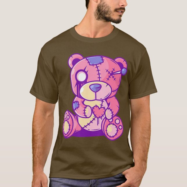 Pastel Goth Nalle Japanska Anime Kawaii T Shirt (Framsida)