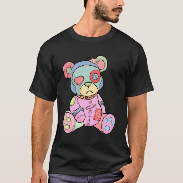 Pastel Goth Nalle Jape Kawaii Menhe T Shirt (Framsida)