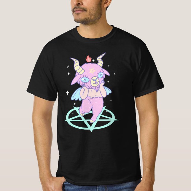 Pastel Goth Nu Goth Baby Baphomet Kawaii T Shirt (Framsida)