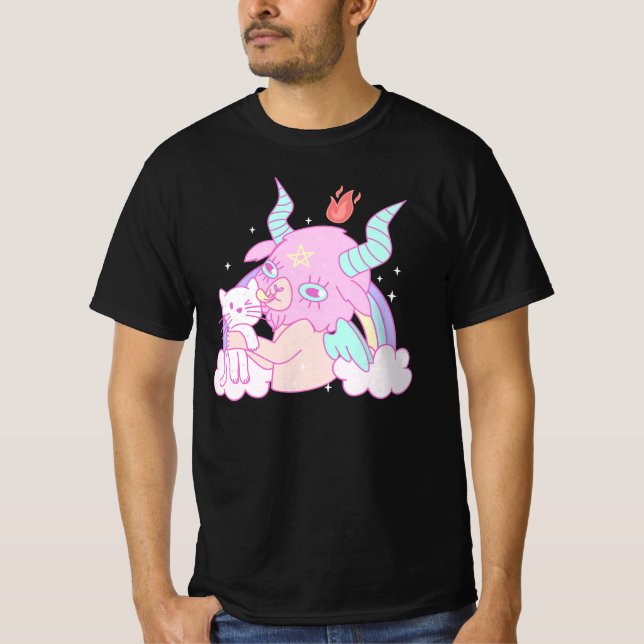 Pastel Goth Nu Goth Baby Baphomet Kawaii T Shirt (Framsida)
