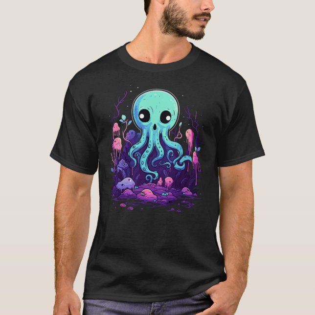 Pastel Goth Octopus Kawaii Cute Creepy Halloween A T Shirt (Framsida)