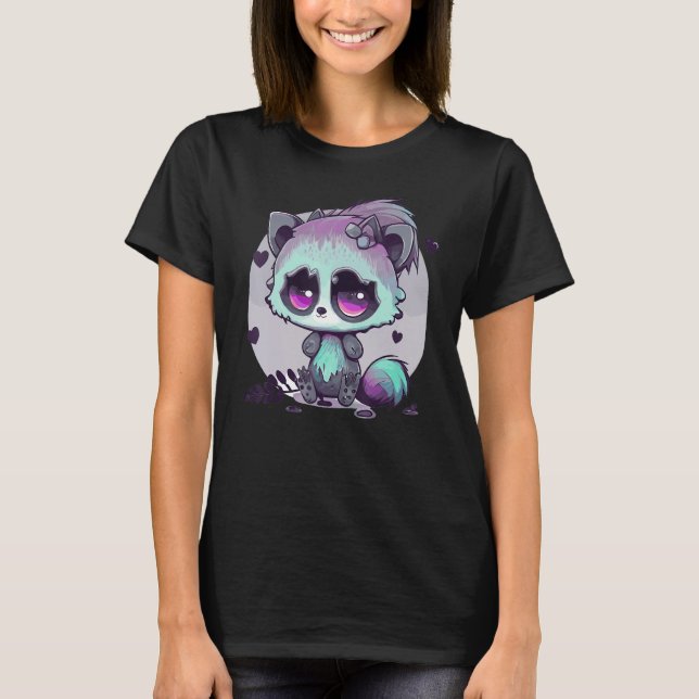 Pastel Goth Raccoon Creepy Cute Menhera Gothic T Shirt (Framsida)