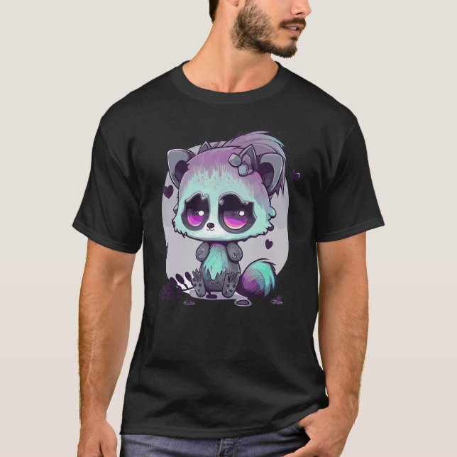 Pastel Goth Raccoon Creepy Cute Menhera Gothic T Shirt (Framsida)