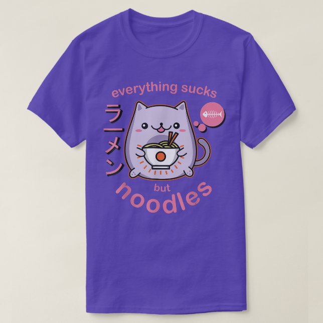 Pastel Goth Ramen Noodle Cat Anime Kawaii  T Shirt (Design framsida)