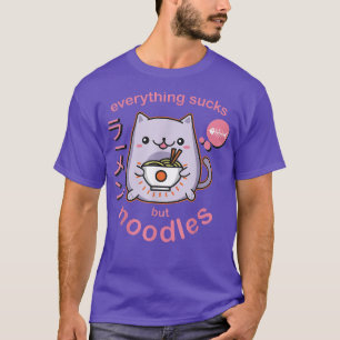 Pastel Goth Ramen Noodle Cat Anime Kawaii T Shirt