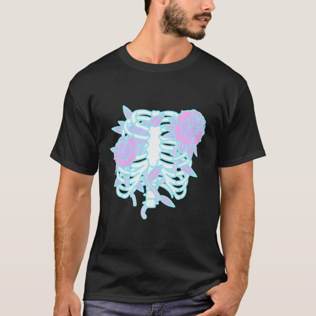 Pastel Goth Ribcage Kawaii Goth Skeleton Alt Emo T Shirt (Framsida)