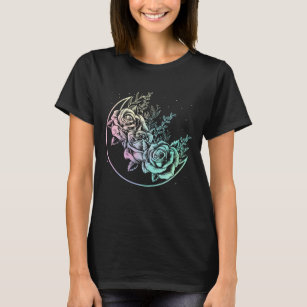 Pastel Goth Ro Måne Gothic Crescent Flowers T Shirt