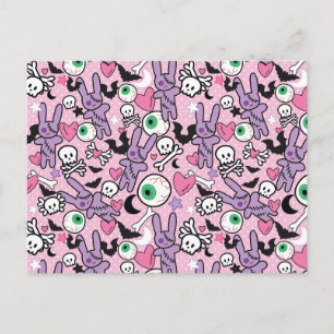 Pastel Goth Rockabilly Spooky Bunny Vykort